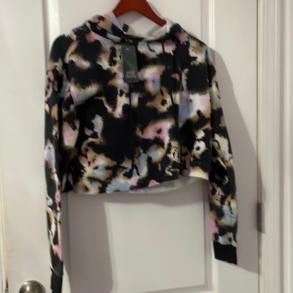 black and color splash crop hoodie